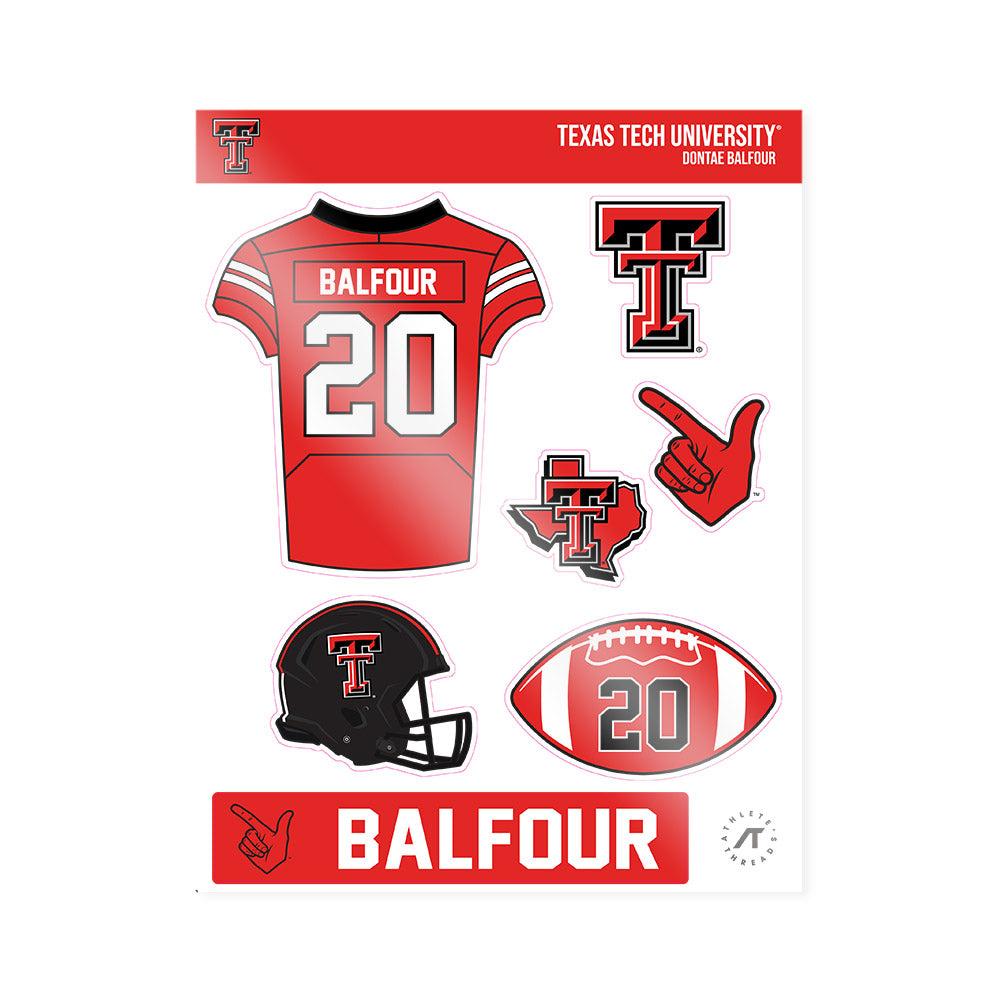 Texas Tech - NCAA Football : Dontae Balfour - Sticker Sheet-0