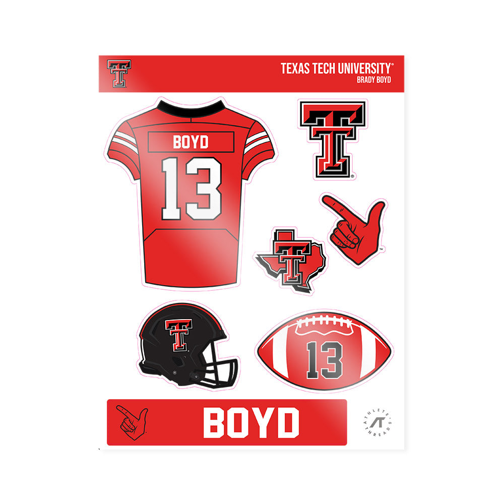 Texas Tech - NCAA Football : Brady Boyd - Sticker Sheet-0