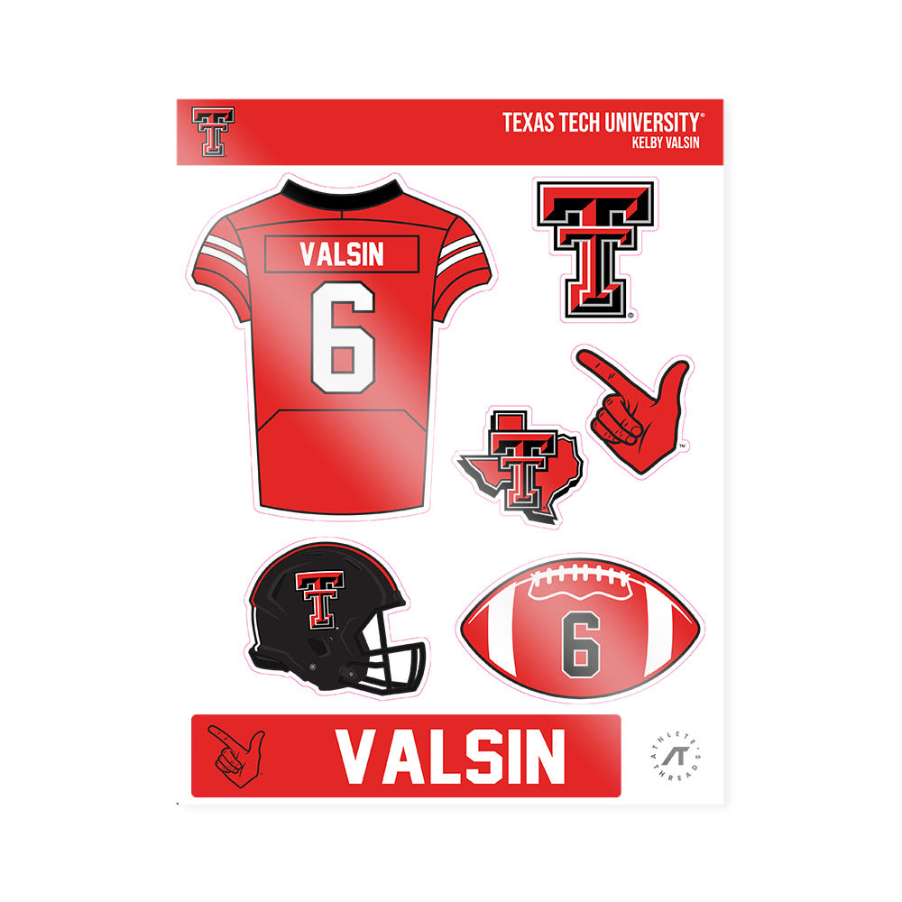 Texas Tech - NCAA Football : Kelby Valsin - Sticker Sheet-0