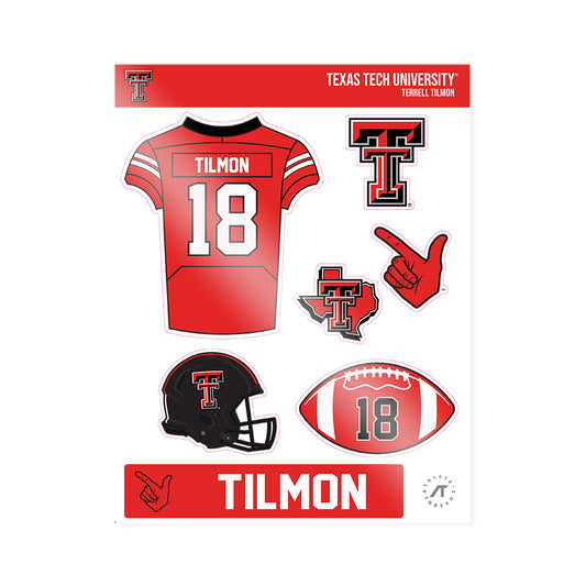 Texas Tech - NCAA Football : Terrell Tilmon - Sticker Sheet-0