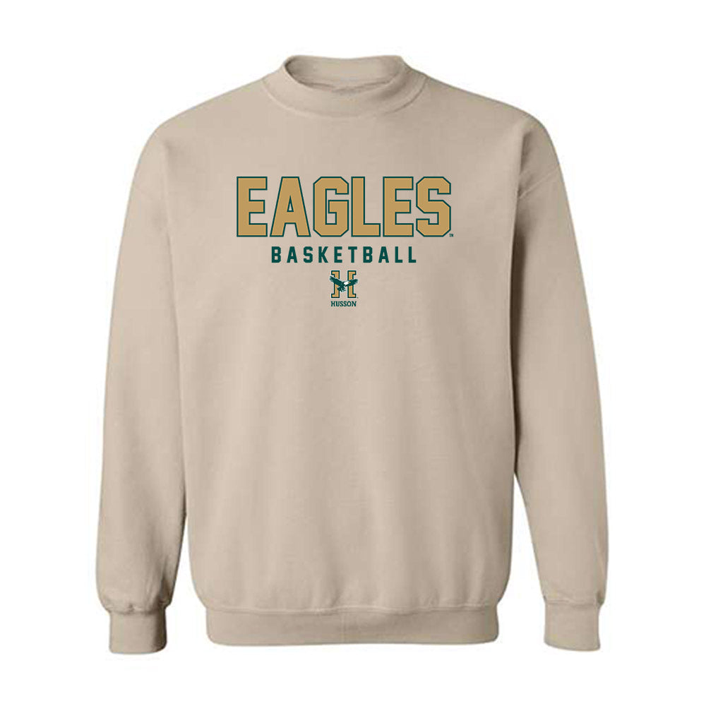 Husson - NCAA Men's Basketball : Charlie Katsiaficas - Crewneck Sweatshirt-0