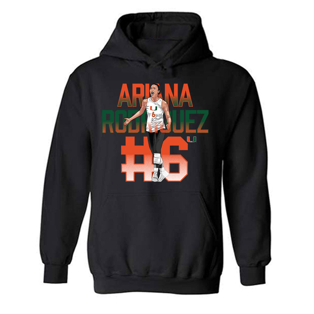 Miami - NCAA Women's Volleyball : Ariana Rodriguez - Player Collage Hooded Sweatshirt-0