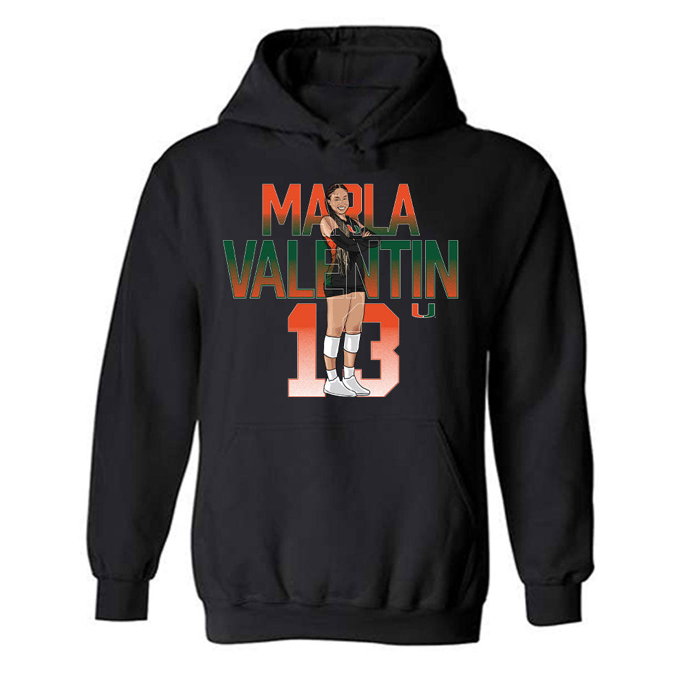 Miami - NCAA Women's Volleyball : Marla Valentin - Player Collage Hooded Sweatshirt-0