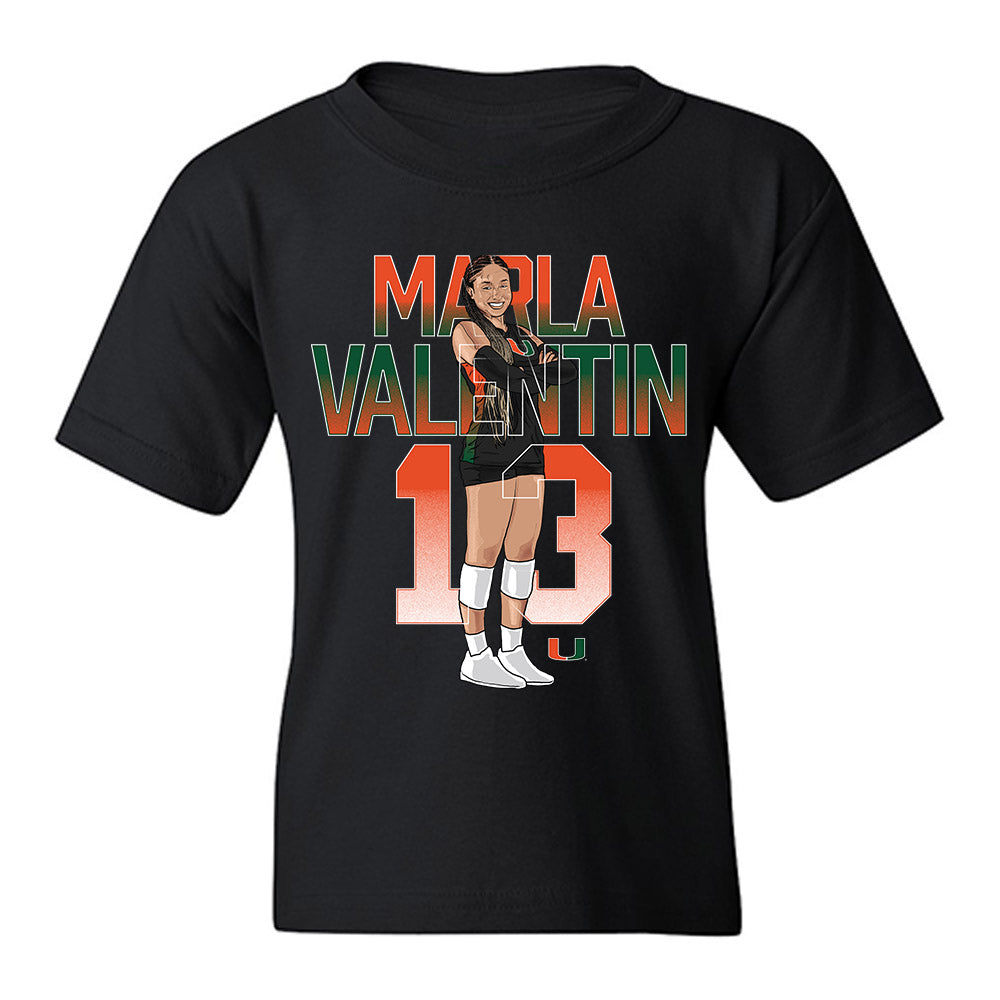 Miami - NCAA Women's Volleyball : Marla Valentin - Player Collage Youth T-Shirt-0