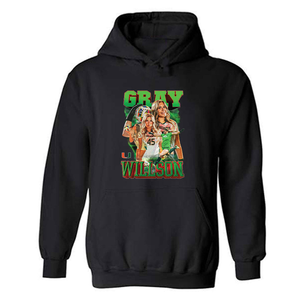 Miami - NCAA Women's Soccer : Gray Willson - Player Collage Hooded Sweatshirt-0