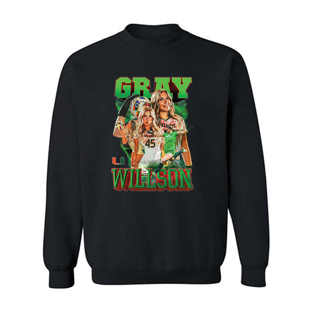 Miami - NCAA Women's Soccer : Gray Willson - Player Collage Crewneck Sweatshirt-0