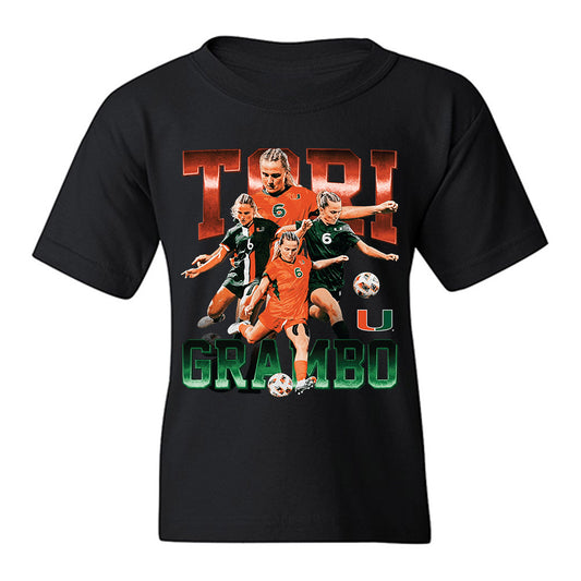 Miami - NCAA Women's Soccer : Tori Grambo - Player Collage Youth T-Shirt-0