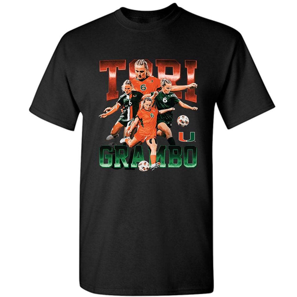 Miami - NCAA Women's Soccer : Tori Grambo - Player Collage T-Shirt-0