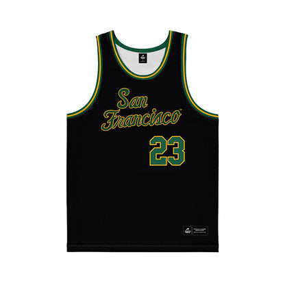 USFCA - NCAA Men's Basketball : Weilun Zhao - Black Basketball Jersey-0