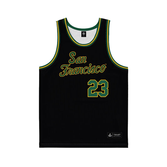 USFCA - NCAA Men's Basketball : Weilun Zhao - Black Basketball Jersey-0