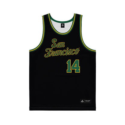 USFCA - NCAA Men's Basketball : Ben Abosi - Black Basketball Jersey-0