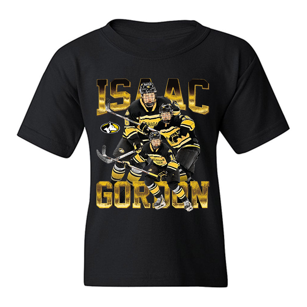 Michigan Tech - NCAA Men's Ice Hockey : Isaac Gordon - Player Collage Youth T-Shirt-0