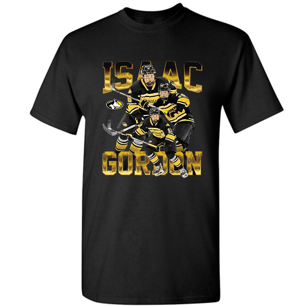 Michigan Tech - NCAA Men's Ice Hockey : Isaac Gordon - Player Collage T-Shirt-0