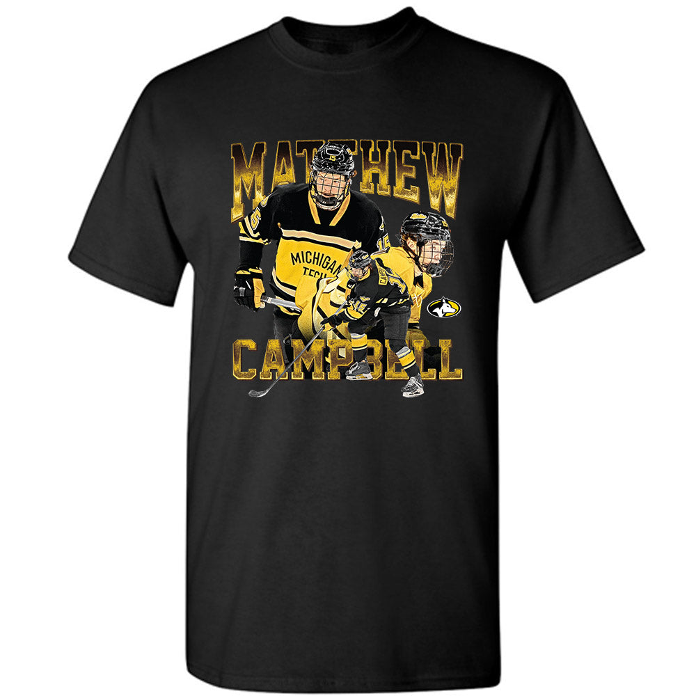 Michigan Tech - NCAA Men's Ice Hockey : Matthew Campbell - Player Collage T-Shirt-0