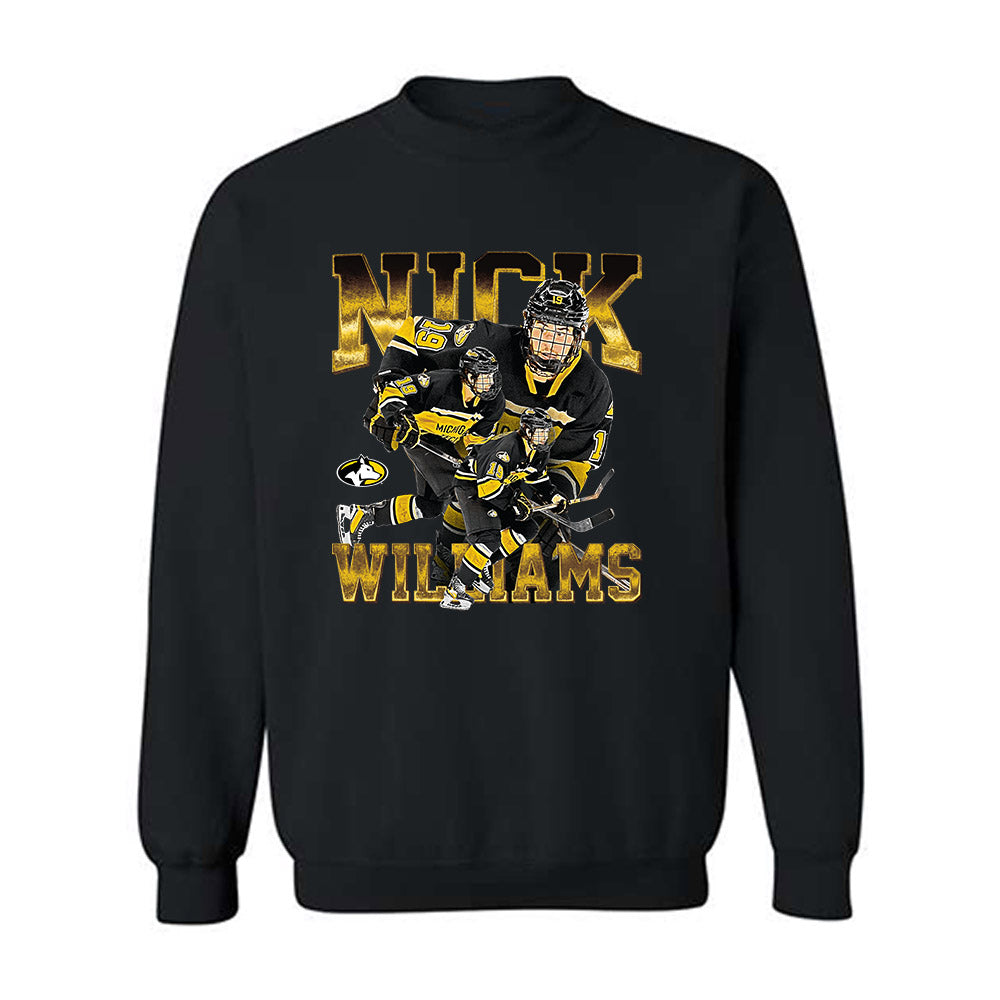 Michigan Tech - NCAA Men's Ice Hockey : Nick Williams - Player Collage Crewneck Sweatshirt-0