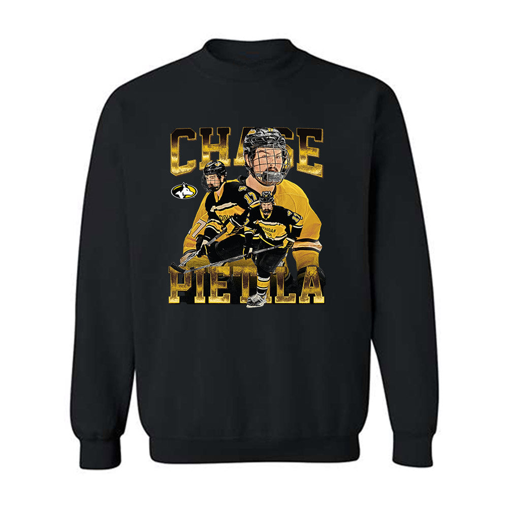 Michigan Tech - NCAA Men's Ice Hockey : Chase Pietila - Player Collage Crewneck Sweatshirt-0