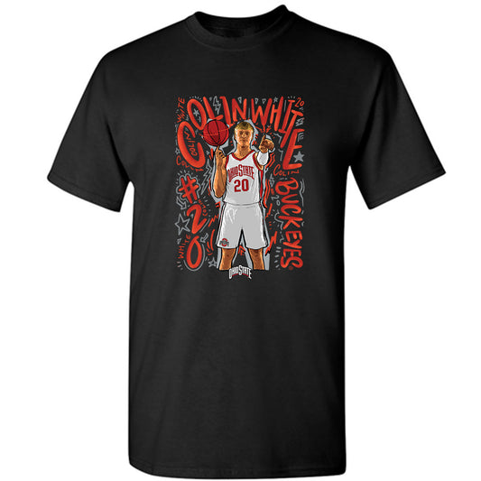 Ohio State - NCAA Men's Basketball : Colin White - Player Collage T-Shirt-0