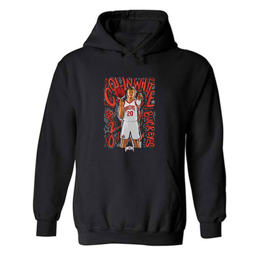 Ohio State - NCAA Men's Basketball : Colin White - Player Collage Hooded Sweatshirt-0