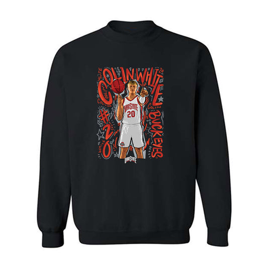 Ohio State - NCAA Men's Basketball : Colin White - Player Collage Crewneck Sweatshirt-0