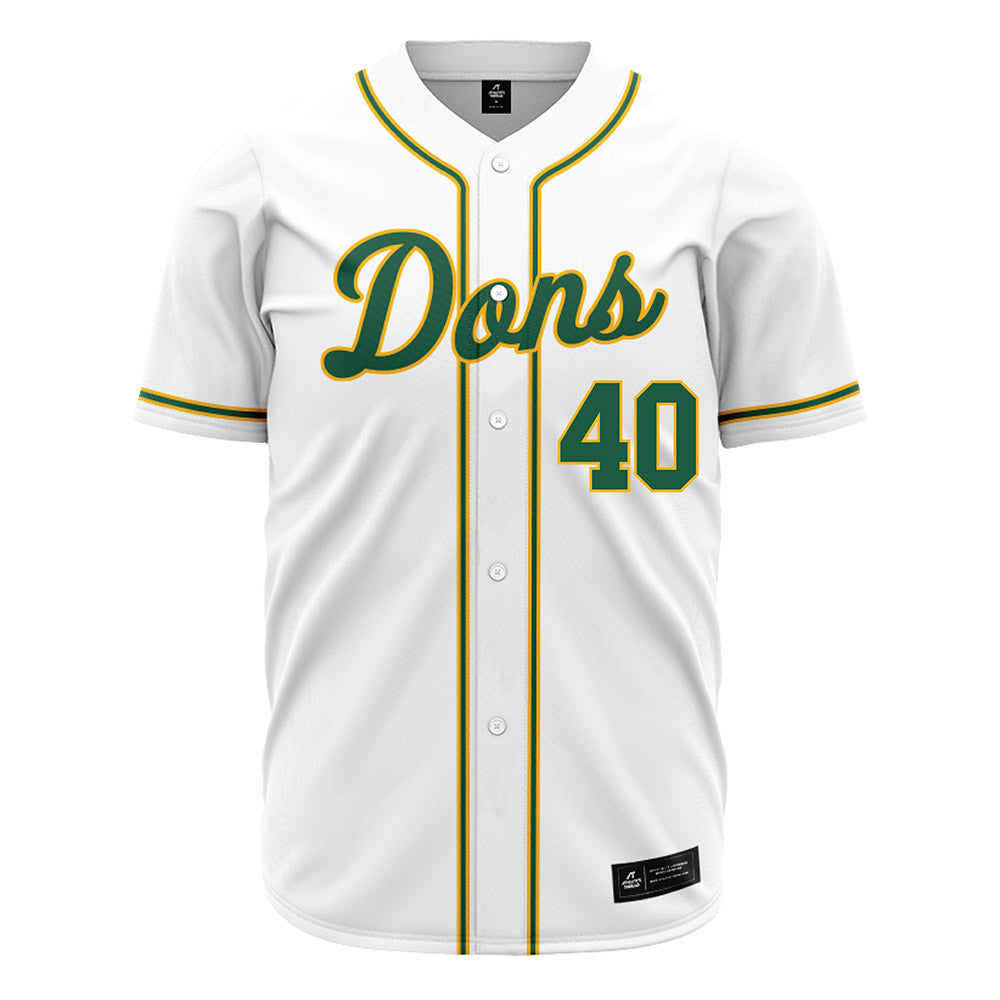 USFCA - NCAA Baseball : Gabriel Barrett - White Jersey-0