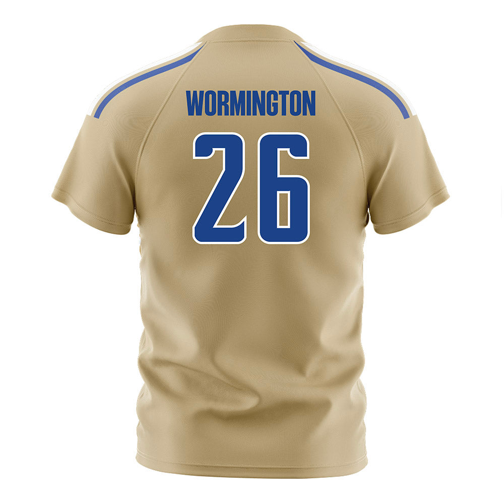 Tulsa - NCAA Men's Soccer : Trajan Wormington - Old Gold Soccer Jersey-1