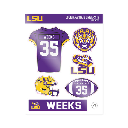 LSU - NCAA Football : Zach Weeks - Sticker Sheet-0