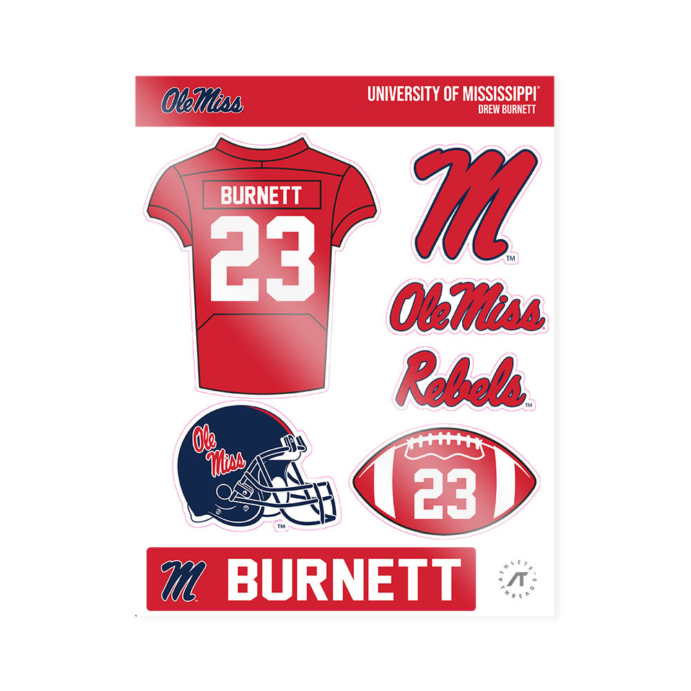 Ole Miss - NCAA Football : Drew Burnett - Sticker Sheet-0