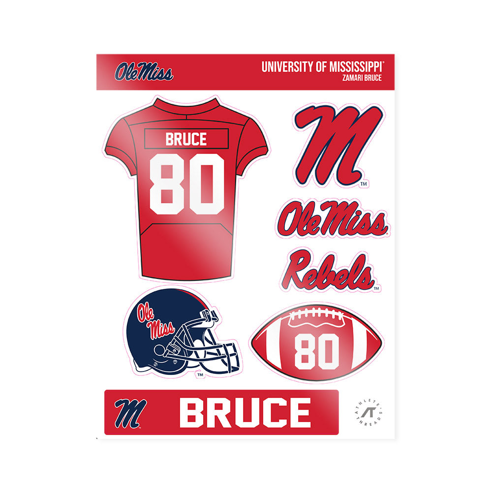 Ole Miss - NCAA Football : Zamari Bruce - Sticker Sheet-0