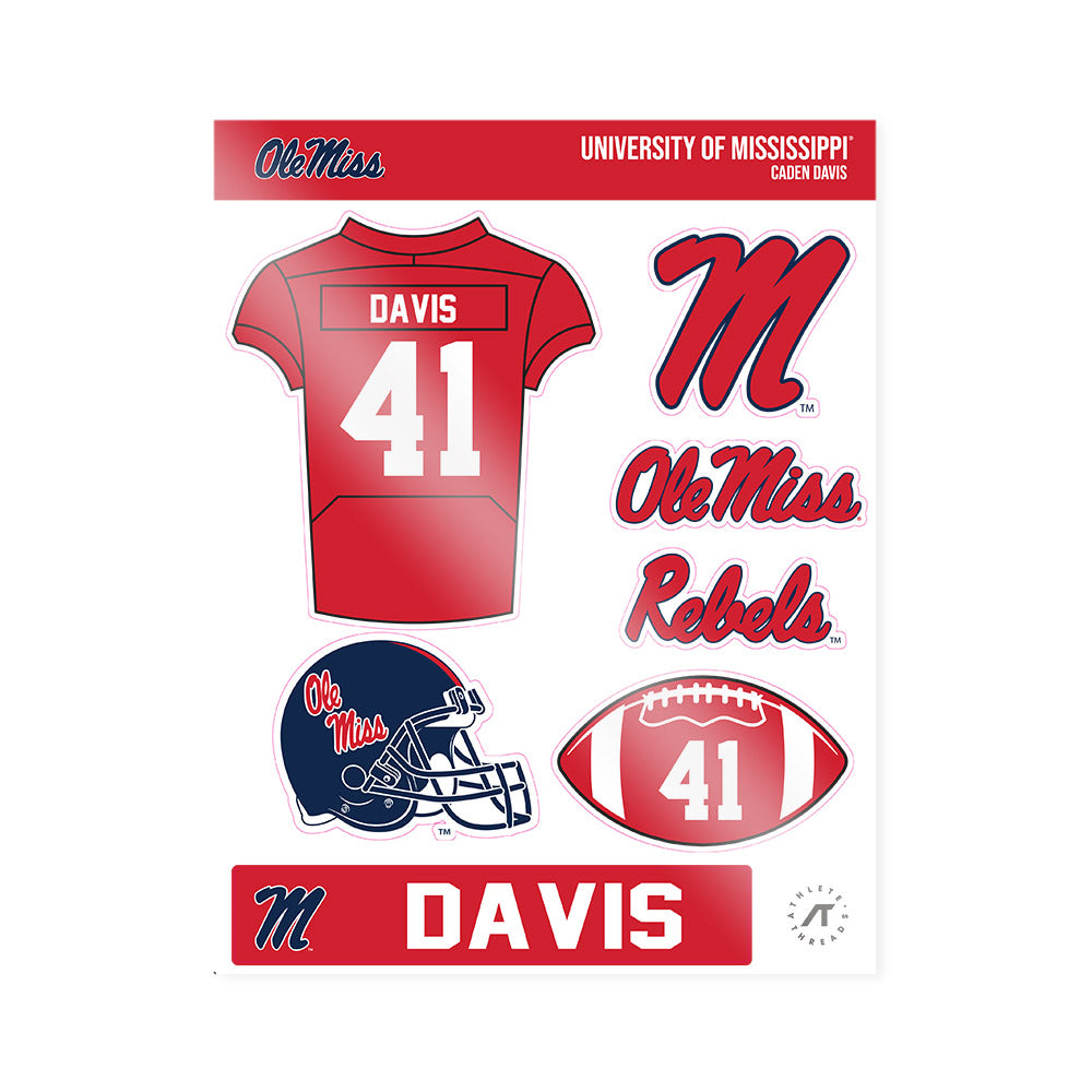 Ole Miss - NCAA Football : Caden Davis - Sticker Sheet-0