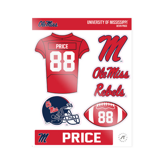 Ole Miss - NCAA Football : Devin Price - Sticker Sheet-0