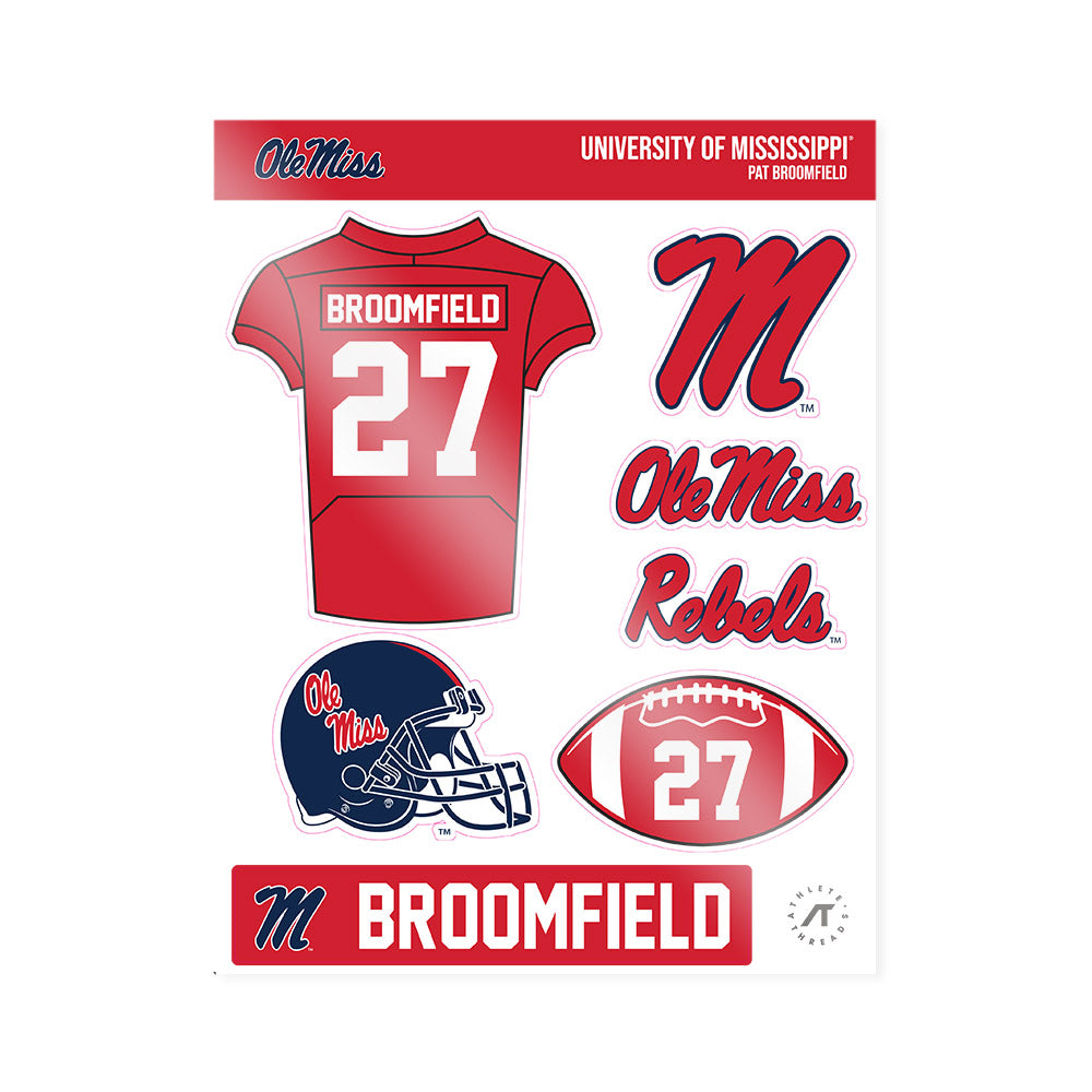 Ole Miss - NCAA Football : Pat Broomfield - Sticker Sheet-0