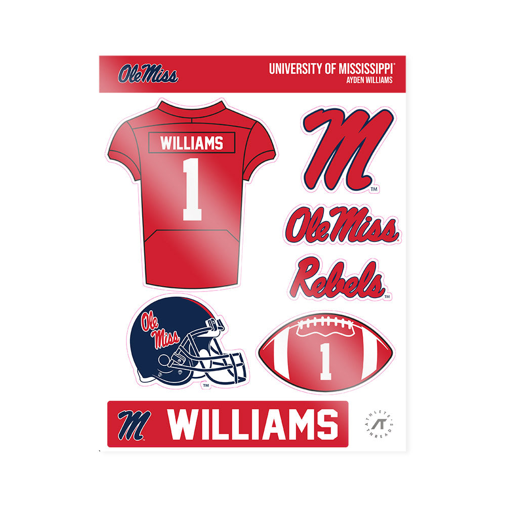 Ole Miss - NCAA Football : Ayden Williams - Sticker Sheet-0