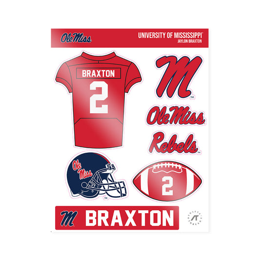 Ole Miss - NCAA Football : Jaylon Braxton - Sticker Sheet-0