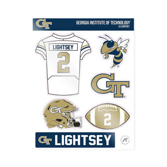 Georgia Tech - NCAA Football : Ej Lightsey - Sticker Sheet-0