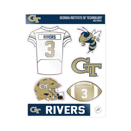 Georgia Tech - NCAA Football : Eric Rivers - Sticker Sheet-0
