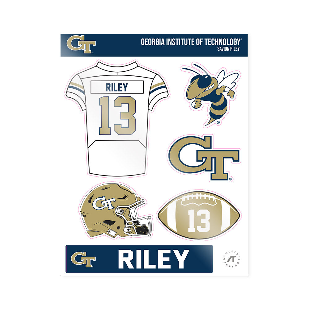 Georgia Tech - NCAA Football : Savion Riley - Sticker Sheet-0