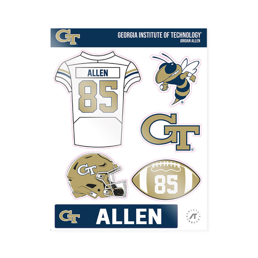 Georgia Tech - NCAA Football : Jordan Allen - Sticker Sheet-0
