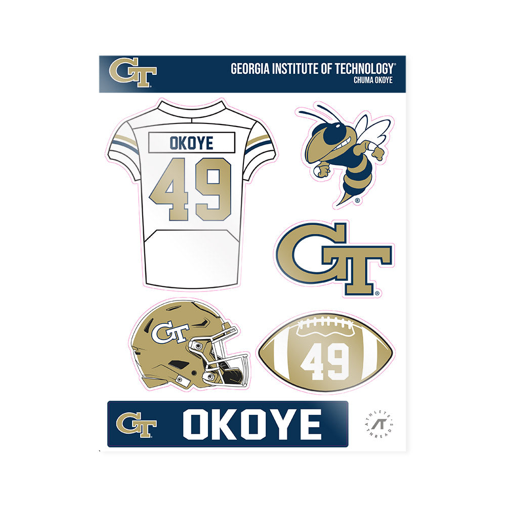 Georgia Tech - NCAA Football : Chuma Okoye - Sticker Sheet-0