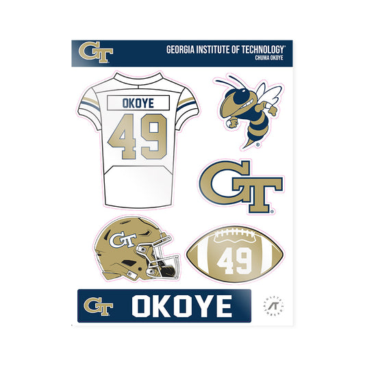 Georgia Tech - NCAA Football : Chuma Okoye - Sticker Sheet-0