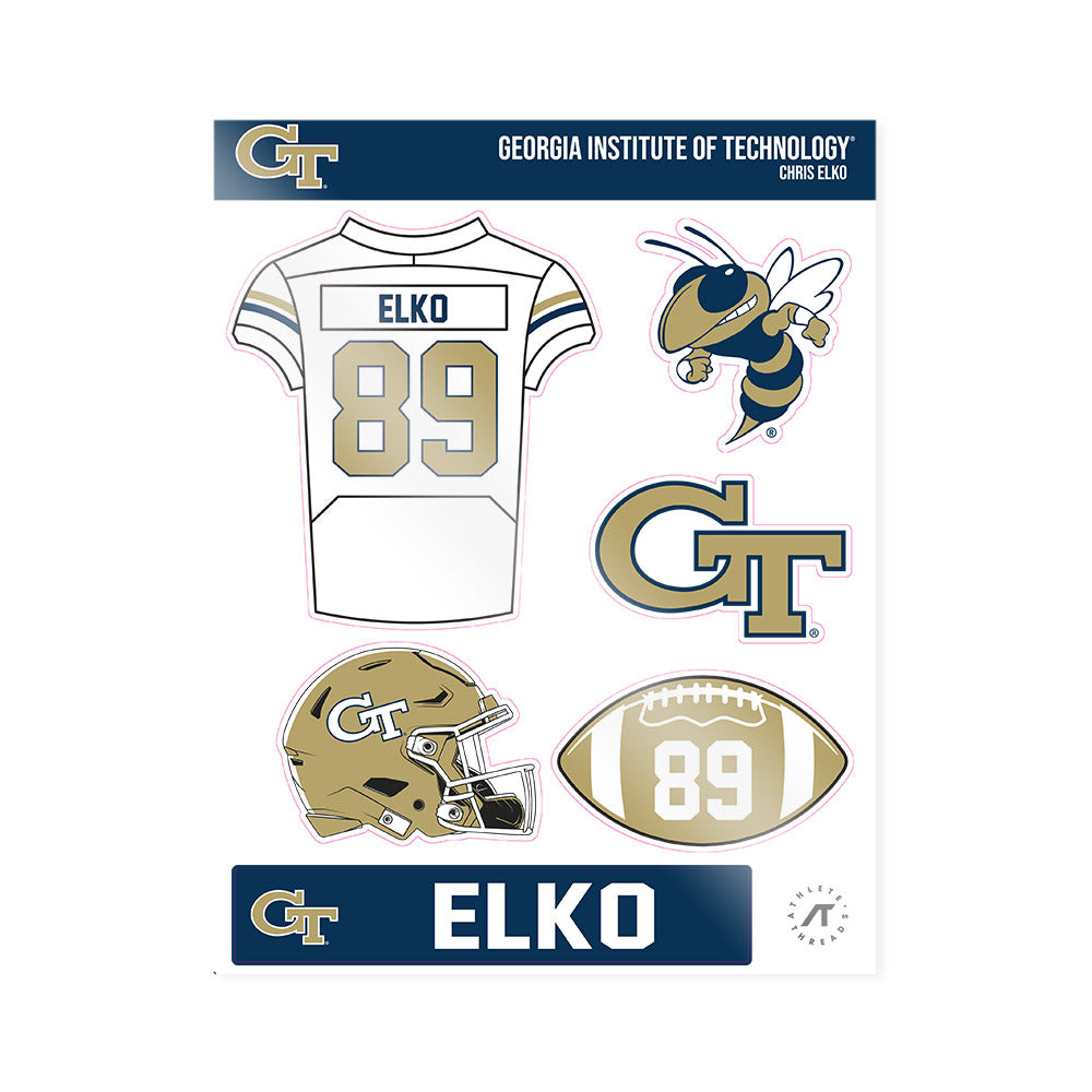 Georgia Tech - NCAA Football : Chris Elko - Sticker Sheet-0