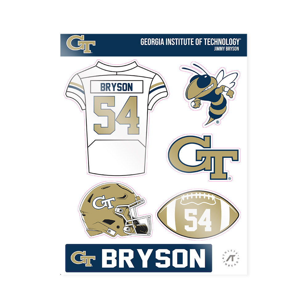 Georgia Tech - NCAA Football : Jimmy Bryson - Sticker Sheet-0