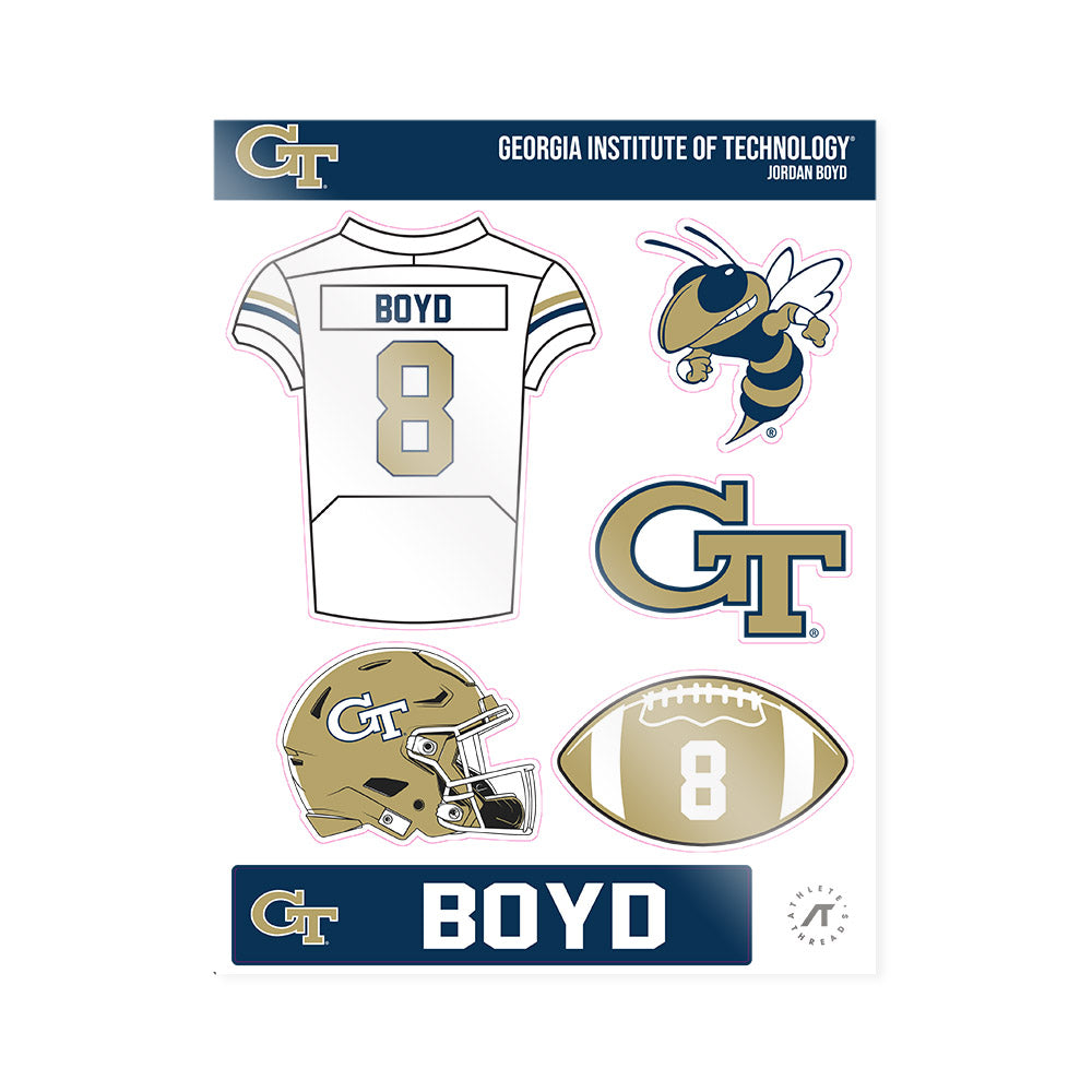 Georgia Tech - NCAA Football : Jordan Boyd - Sticker Sheet-0