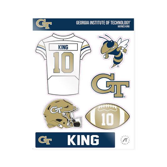 Georgia Tech - NCAA Football : Haynes King - Sticker Sheet-0