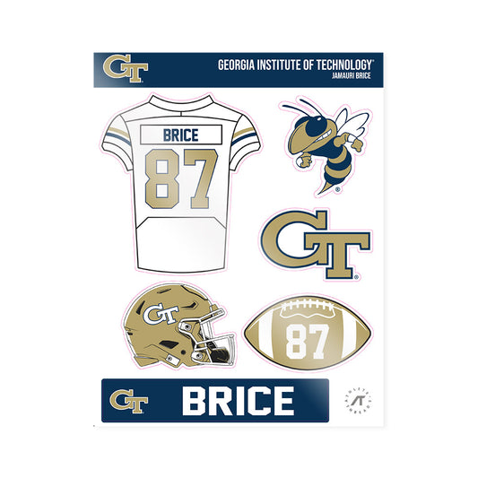 Georgia Tech - NCAA Football : Jamauri Brice - Sticker Sheet-0