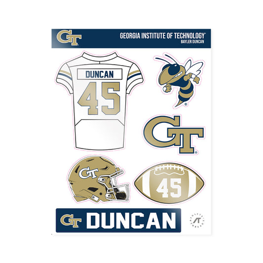 Georgia Tech - NCAA Football : Bayler Duncan - Sticker Sheet-0