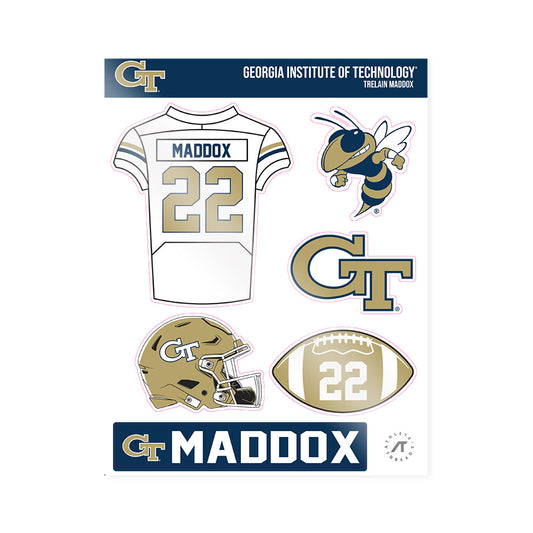 Georgia Tech - NCAA Football : Trelain Maddox - Sticker Sheet-0