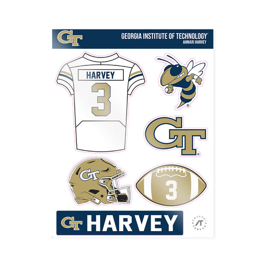 Georgia Tech - NCAA Football : Ahmari Harvey - Sticker Sheet-0