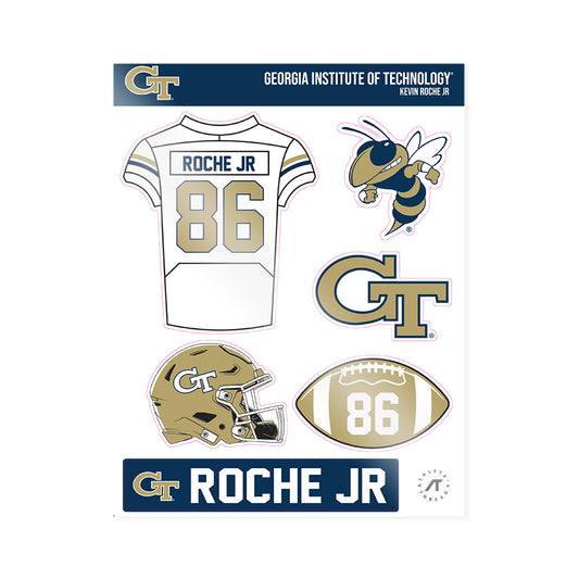 Georgia Tech - NCAA Football : Kevin Roche Jr - Sticker Sheet-0