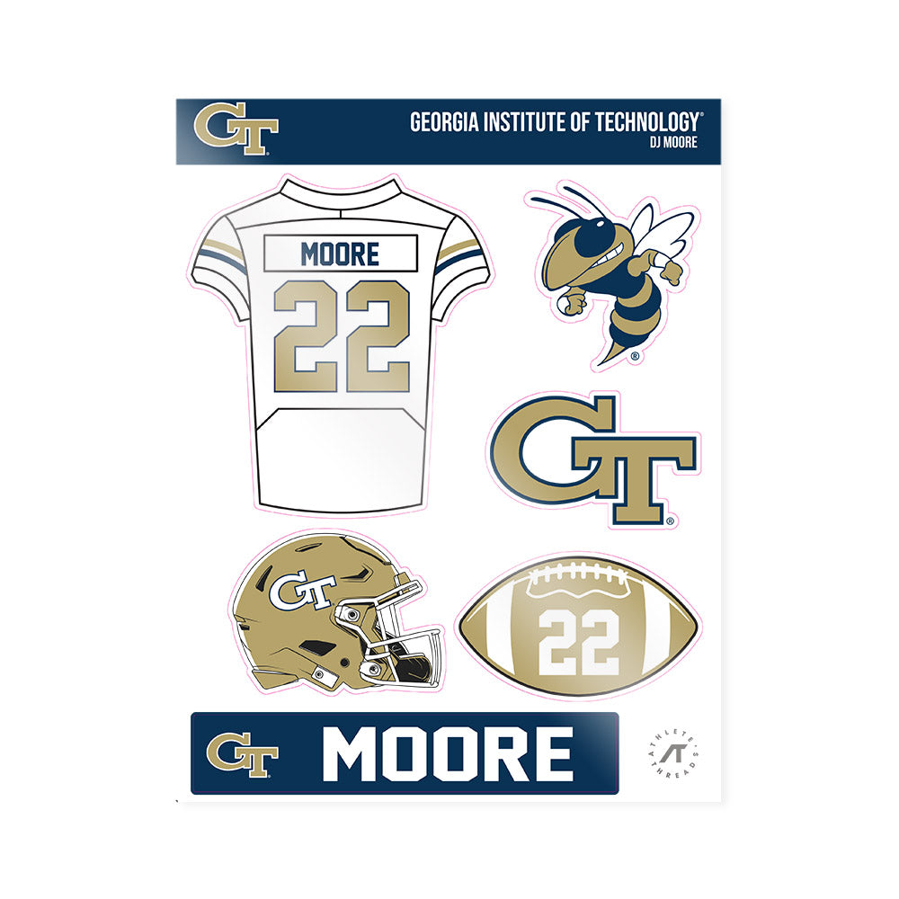 Georgia Tech - NCAA Football : DJ Moore - Sticker Sheet-0
