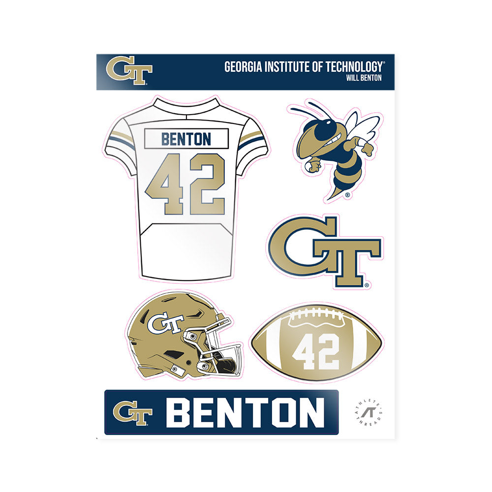 Georgia Tech - NCAA Football : Will Benton - Sticker Sheet-0